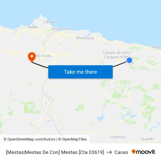[Mestas|Mestas De Con]  Mestas [Cta 03619] to Caces map