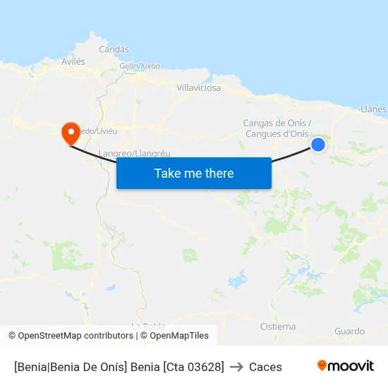[Benia|Benia De Onís]  Benia [Cta 03628] to Caces map