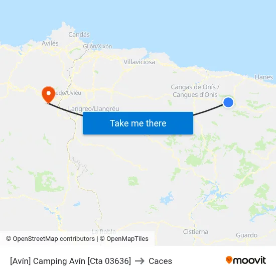 [Avín]  Camping Avín [Cta 03636] to Caces map