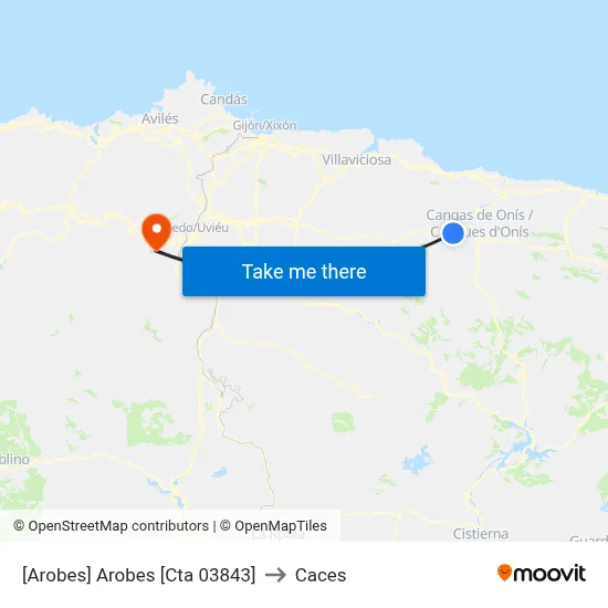 [Arobes]  Arobes [Cta 03843] to Caces map