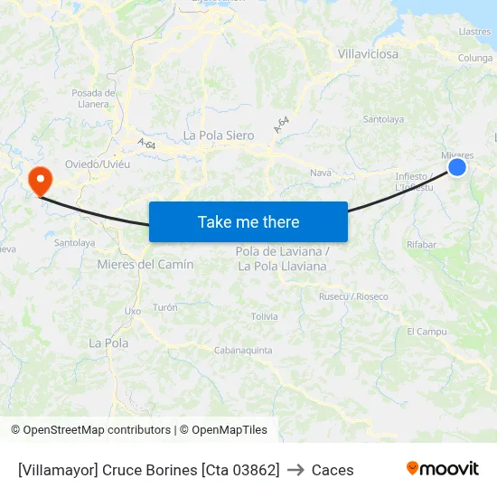 [Villamayor]  Cruce Borines [Cta 03862] to Caces map