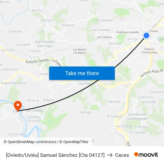 [Oviedo/Uviéu]  Samuel Sánchez [Cta 04127] to Caces map
