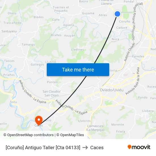 [Coruño]  Antiguo Taller [Cta 04133] to Caces map