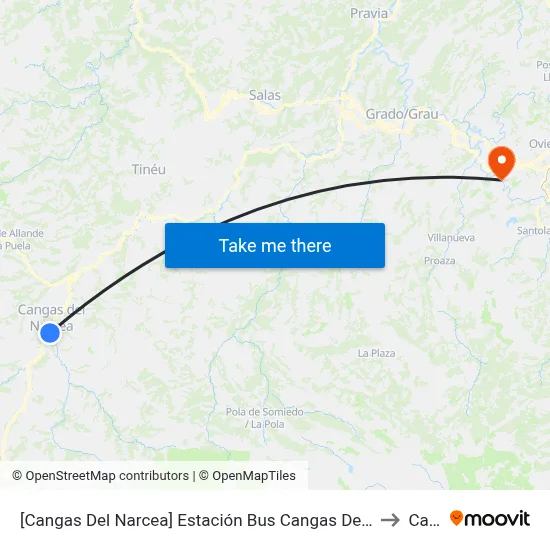 [Cangas Del Narcea]  Estación Bus Cangas Del Narcea [Cta 04633] to Caces map