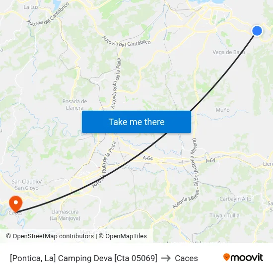 [Pontica, La]  Camping Deva [Cta 05069] to Caces map