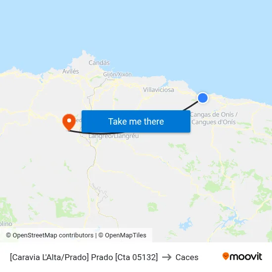 [Caravia L'Alta/Prado]  Prado [Cta 05132] to Caces map