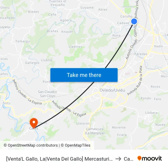 [Venta'L Gallo, La|Venta Del Gallo]  Mercasturias [Cta 06079] to Caces map
