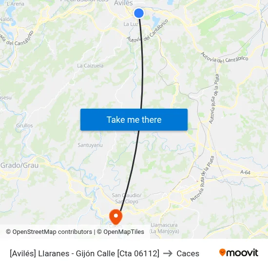 [Avilés]  Llaranes - Gijón Calle [Cta 06112] to Caces map