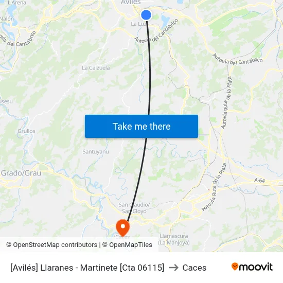 [Avilés]  Llaranes - Martinete [Cta 06115] to Caces map