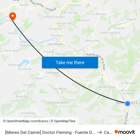 [Mieres Del Camín]  Doctor Fleming - Fuente Del Vasco [Cta 06123] to Caces map