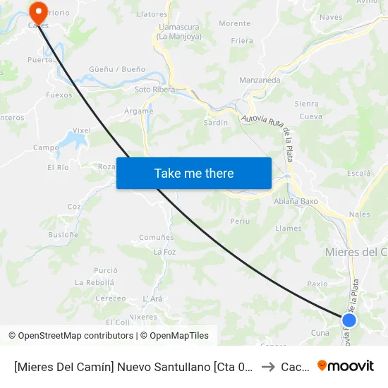 [Mieres Del Camín]  Nuevo Santullano [Cta 06167] to Caces map
