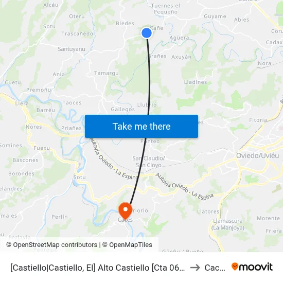 [Castiello|Castiello, El]  Alto Castiello [Cta 06353] to Caces map