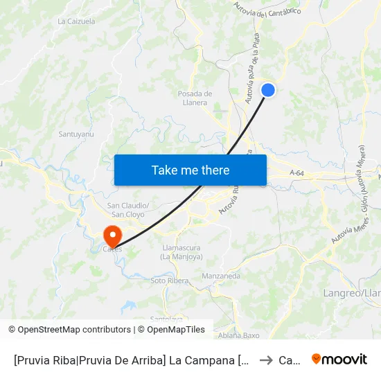 [Pruvia Riba|Pruvia De Arriba]  La Campana [Cta 06459] to Caces map