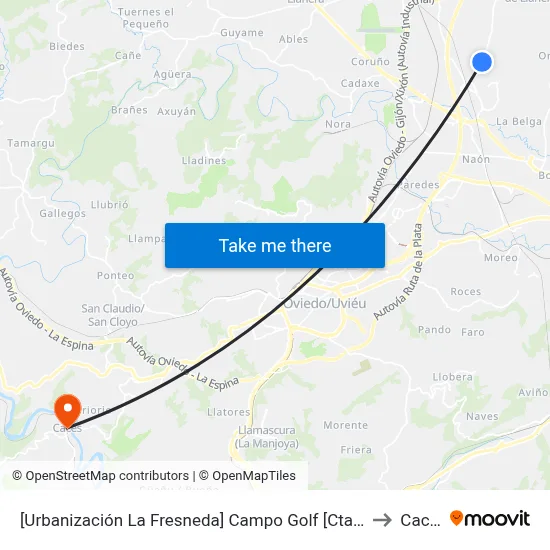 [Urbanización La Fresneda]  Campo Golf [Cta 06464] to Caces map