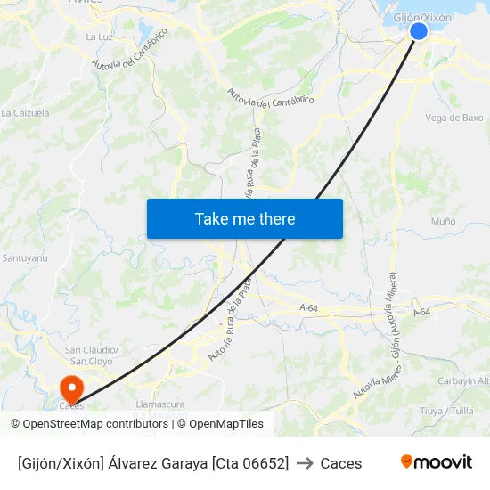 [Gijón/Xixón]  Álvarez Garaya [Cta 06652] to Caces map