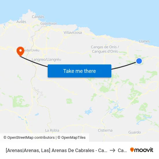 [Arenas|Arenas, Las]  Arenas De Cabrales - Camping [Cta 07201] to Caces map