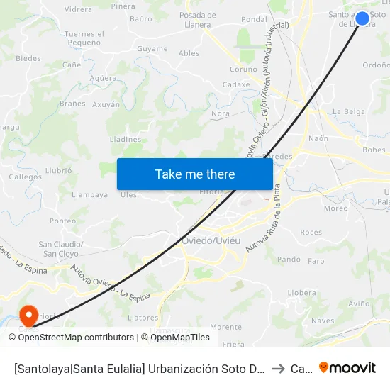 [Santolaya|Santa Eulalia]  Urbanización Soto De Llanera 4 [Cta 07299] to Caces map