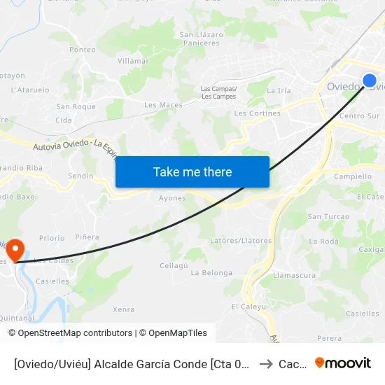 [Oviedo/Uviéu]  Alcalde García Conde [Cta 07305] to Caces map