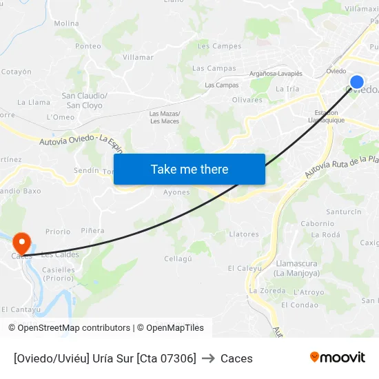 [Oviedo/Uviéu]  Uría Sur [Cta 07306] to Caces map