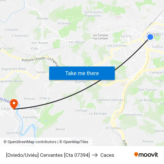 [Oviedo/Uviéu]  Cervantes [Cta 07394] to Caces map
