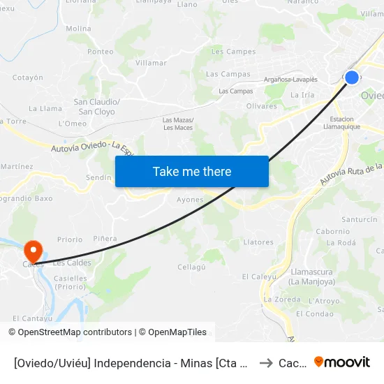 [Oviedo/Uviéu]  Independencia - Minas [Cta 07396] to Caces map
