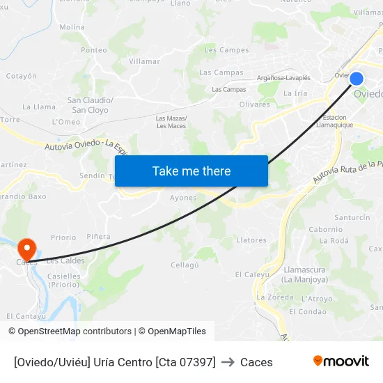 [Oviedo/Uviéu]  Uría Centro [Cta 07397] to Caces map