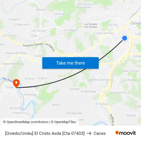 [Oviedo/Uviéu]  El Cristo Avda [Cta 07403] to Caces map