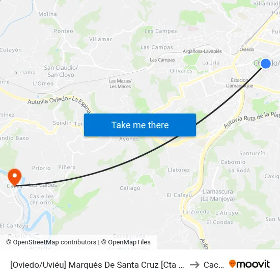 [Oviedo/Uviéu]  Marqués De Santa Cruz [Cta 07405] to Caces map