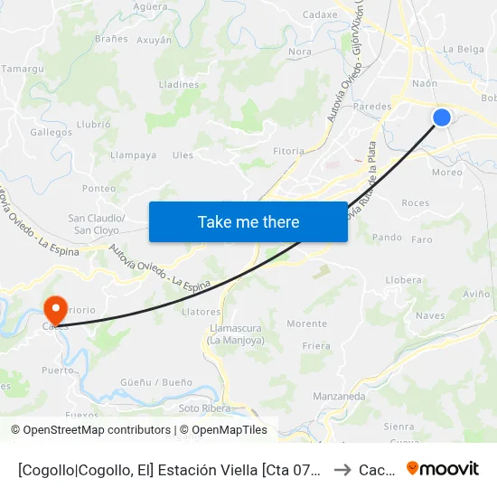 [Cogollo|Cogollo, El]  Estación Viella [Cta 07412] to Caces map