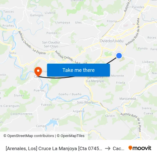 [Arenales, Los]  Cruce La Manjoya [Cta 07459] to Caces map