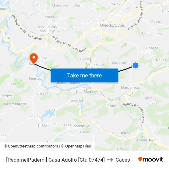 [Pederne|Paderni]  Casa Adolfo [Cta 07474] to Caces map