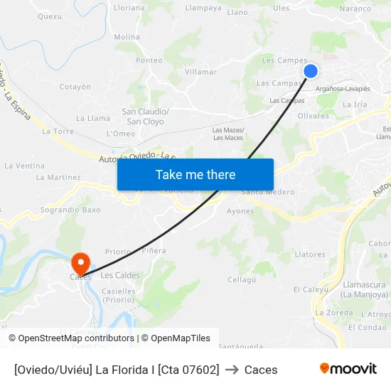 [Oviedo/Uviéu]  La Florida I [Cta 07602] to Caces map