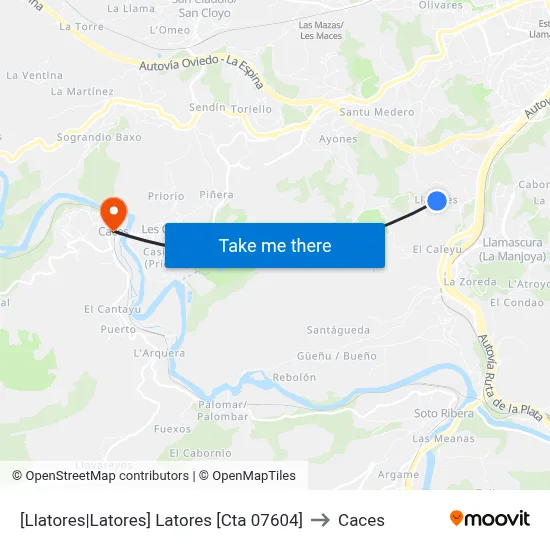 [Llatores|Latores]  Latores [Cta 07604] to Caces map