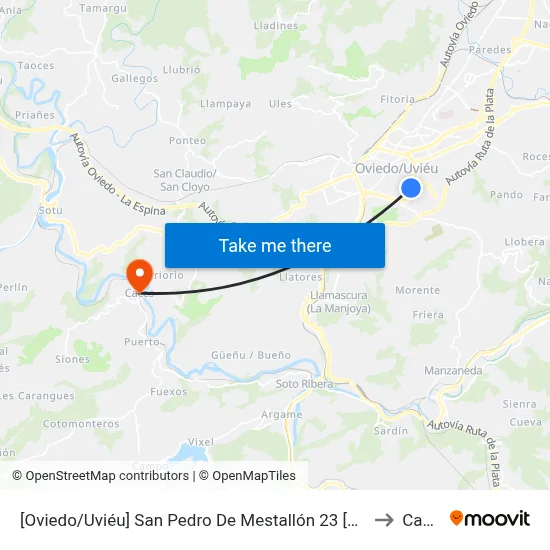 [Oviedo/Uviéu]  San Pedro De Mestallón 23 [Cta 07663] to Caces map