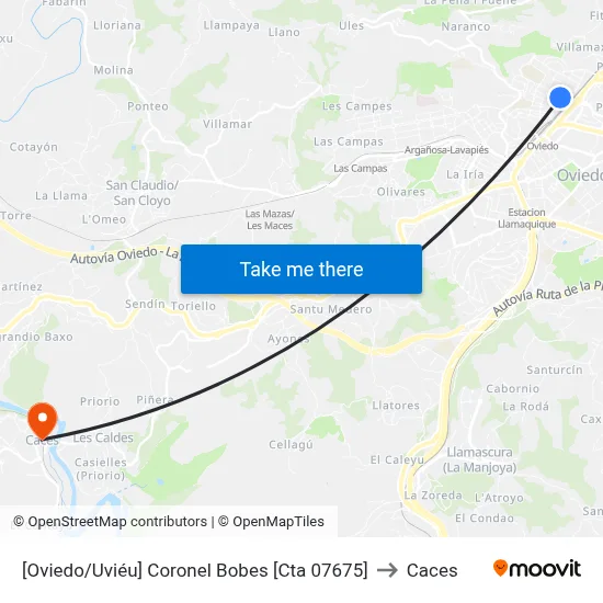 [Oviedo/Uviéu]  Coronel Bobes [Cta 07675] to Caces map