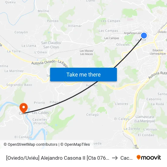 [Oviedo/Uviéu]  Alejandro Casona II [Cta 07685] to Caces map