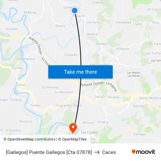 [Gallegos]  Puente Gallegos [Cta 07878] to Caces map