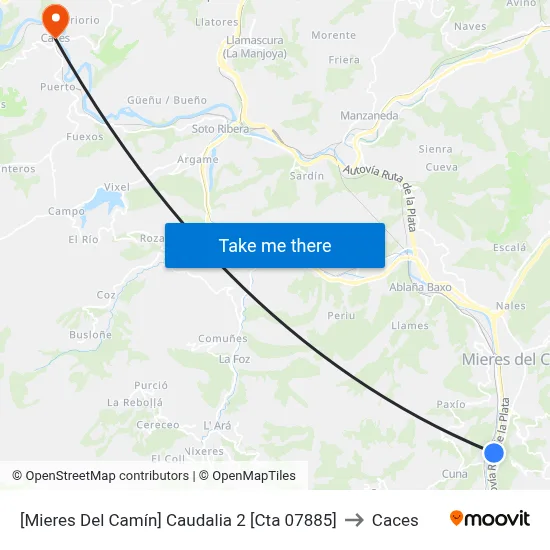 [Mieres Del Camín]  Caudalia 2 [Cta 07885] to Caces map