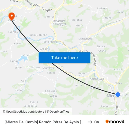 [Mieres Del Camín]  Ramón Pérez De Ayala [Cta 09002] to Caces map