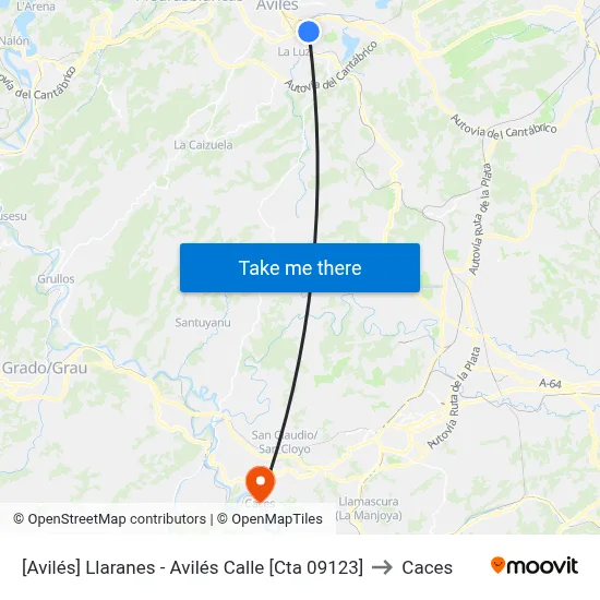 [Avilés]  Llaranes - Avilés Calle [Cta 09123] to Caces map