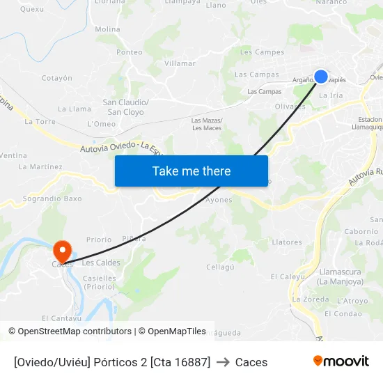 [Oviedo/Uviéu]  Pórticos 2 [Cta 16887] to Caces map