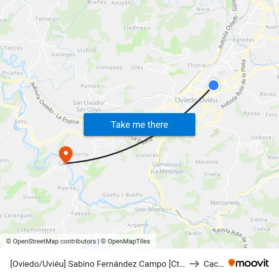 [Oviedo/Uviéu]  Sabino Fernández Campo [Cta 16915] to Caces map