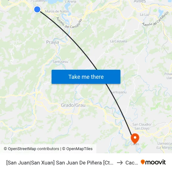 [San Juan|San Xuan]  San Juan De Piñera [Cta 10128] to Caces map