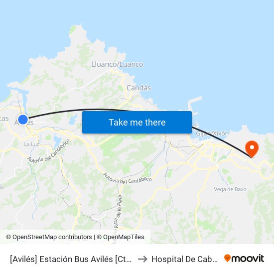 [Avilés]  Estación Bus Avilés [Cta 00161] to Hospital De Cabueñes map