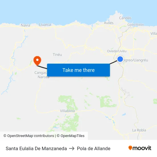 Santa Eulalia De Manzaneda to Pola de Allande map