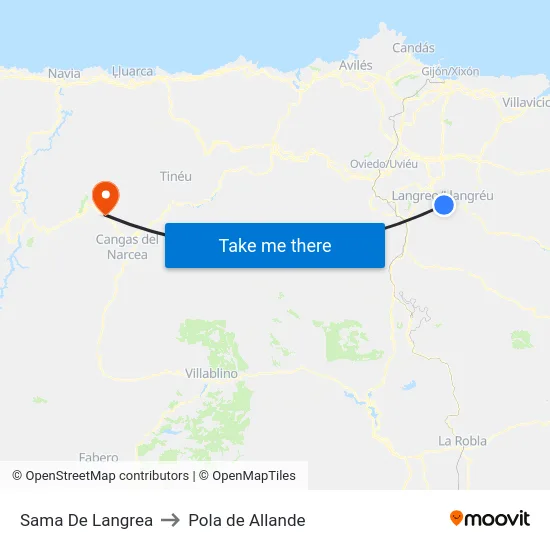 Sama De Langrea to Pola de Allande map