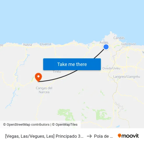 [Vegas, Las/Vegues, Les]  Principado 36 Avda [Cta 01082] to Pola de Allande map