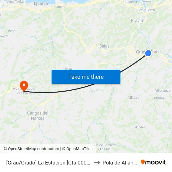 [Grau/Grado]  La Estación [Cta 00066] to Pola de Allande map