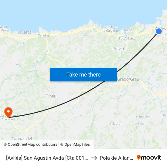 [Avilés]  San Agustín Avda [Cta 00150] to Pola de Allande map
