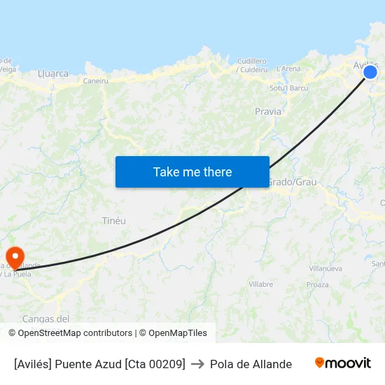 [Avilés]  Puente Azud [Cta 00209] to Pola de Allande map